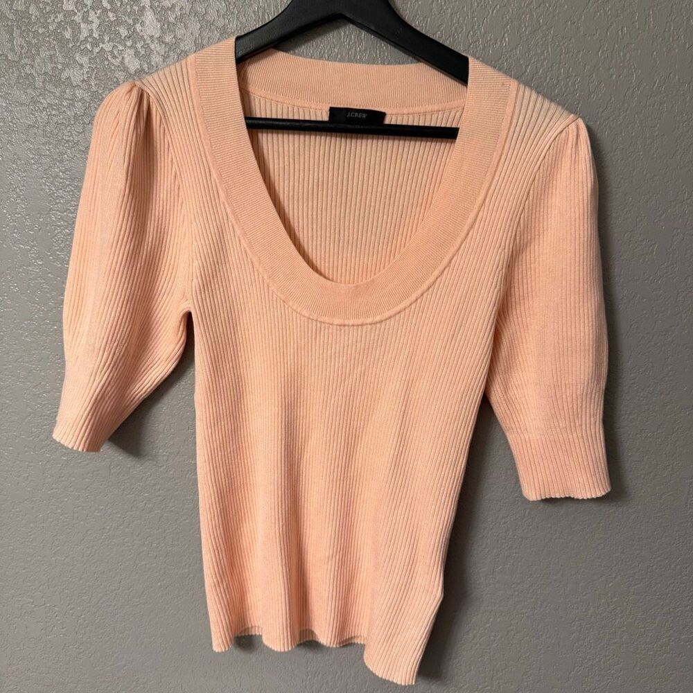 J.Crew women's short-sleeve ribbed sweater with a Scoop Neck Size Small